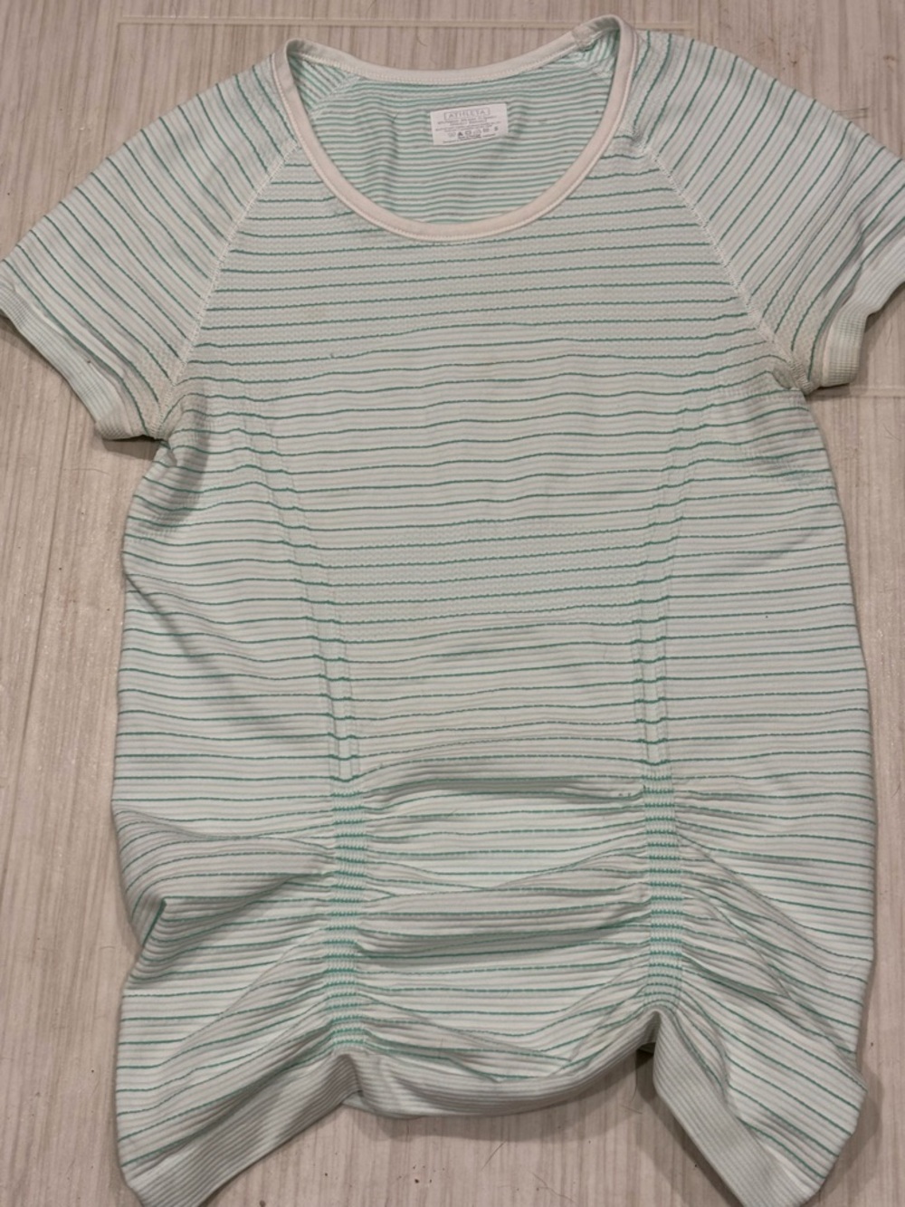 Athleta Mint and White Striped Tee